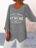 Text Letters V Neck Loose Tops