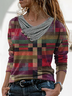 Plus size Casual Plaid Printed Tops