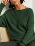 Cotton-Blend Solid Casual Crew Neck Sweater