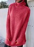 zolucky Turtleneck Knitted Plus Size Pullovers Long Sleeve Knitted Sweaters