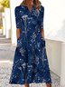 Casual Floral Autumn Polyester Micro-Elasticity Daily Loose Midi Best Sell Dress for Women