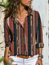 Striped Casual Autumn Lightweight Micro-Elasticity Loose Best Sell Regular Regular Size Blouse for Women