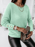 Casual Plain Autumn Knitted Micro-Elasticity Long sleeve Crew Neck H-Line Regular Sweater for Women