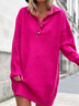 Women Casual Plain Autumn Knitted V neck Micro-Elasticity Daily Long sleeve Regular Dresses