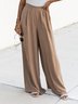 Casual Plain Autumn Polyester Natural Standard H-Line Regular Regular Size Casual Pants for Women