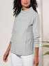 Casual Plain Autumn Micro-Elasticity Loose Jersey H-Line Regular Half Turtleneck Sweatshirts for Women