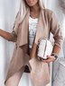 Casual Plain Suede Pockets Loose Trench Coat