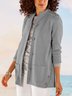 Casual Plain Autumn Natural Micro-Elasticity Long sleeve Mid-long Regular Regular Size Jacket for Women