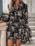 Floral Stand Collar Casual Dress