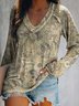 Ethnic V neck Casual T-Shirt