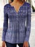 Ethnic Printed Jersey Casual Long Sleeve Tunic Top