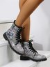 Alice Sheet Music Cartoon Graphic Lace Up Boots