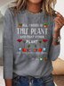 Floral Letters Long Sleeve Crew Neck Casual T-Shirt