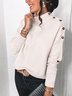 Casual Buttoned Half Turtleneck Loose T-Shirt