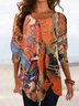 Casual Halloween Abstract Long Sleeve Crew Neck Printed Top TUNIC