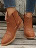 Vintage Ethnic Embossed Pointed Toe Chunky Heel Booties