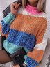 Casual Knitted Color Block Sweater