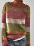 Knitted Casual Color Block Sweater
