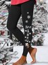 Womens Cute Christmas Snowman Lets It Snow Casual Leggings