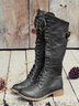 Vintage  Buckle Decor Side Zip Riding Boots