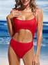 Sexy Plain Cut-Outs Scoop Neck One Piece Swimsuit