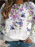 Plus Size Jersey Casual Floral Loose Sweatshirt
