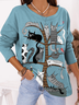 Loose Knitted Casual Crew Neck Sweatshirt