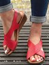 Vintage Crisscross Adjustable Buckle Wedge Sandals
