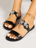 Vacation One-shaped rhinestone outerwear Slide Sandals