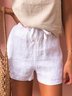 Plain Lace-Up Casual Shorts