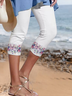Plus Size Floral Casual Skinny Shorts