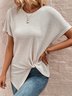 Crew Neck Batwing Sleeve Plain Casual Shirt