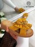 Casual Yellow Bow Decor Slide Sandals