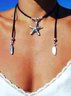Boho Starfish Beaded Leather Necklace Western Vacation Beach Jewelry