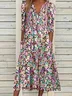 Floral V neck Casual Half sleeve Dress