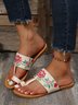 Ethnicb Floral Embroidery Toe Ring Slide Sandals