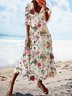 Loose Vacation Red Floral Dress
