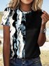 Printing Crew Neck Loose Casual T-Shirt