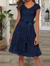 Plain V Neck Lace Casual Dress