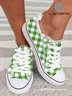 Green Plaid Canvas Lace-Up Canvas Shoes