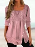 Square Neck Regular Fit Casual Plain Top Shirts