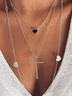 Casual Holiday Style Cross Heart Pattern Multilayer Necklace Female Beach Daily Jewelry