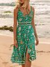 Buckle Sleeveless Floral Vacation Dress