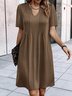 Notched Loose Plain Casual tunic Dress