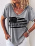 Women's Word Land Of The Free Because Of The Brave American Flag Loose Shirt