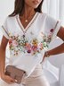 Lace V Neck Casual Loose Shirt