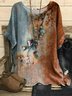 Linen Floral Loose Crew Neck Shirt