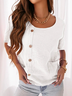 Casual Crew Neck Buttoned Shirt