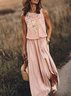 Casual Crew Neck Floral Loose Dress