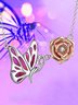 3D Butterfly Rose Pattern Pendant Necklace Casual Elegance Wedding Women Jewelry